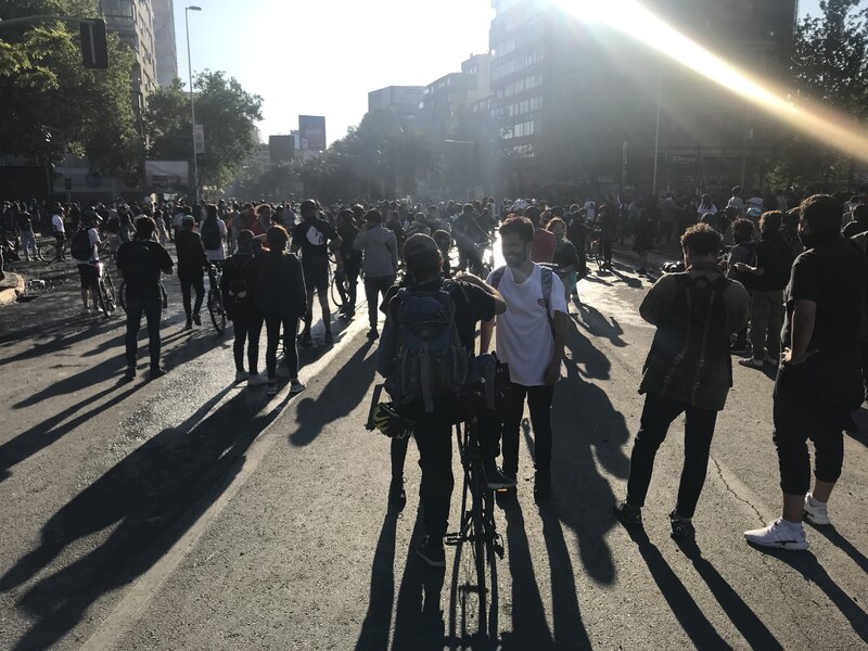 Manifestantes en la Alameda poniente