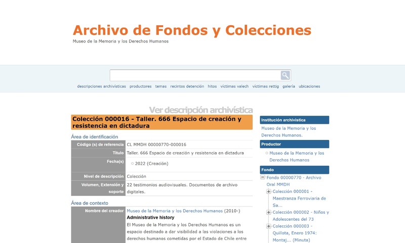 Colección de testimonios del Taller 666 Espacio de creación y resistencia en dictadura