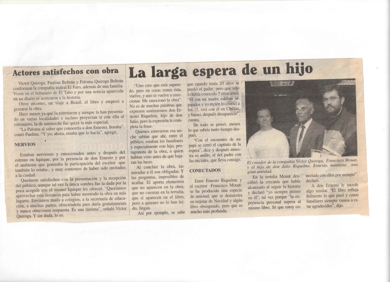 Recorte de prensa: "La larga espera de un hijo"
