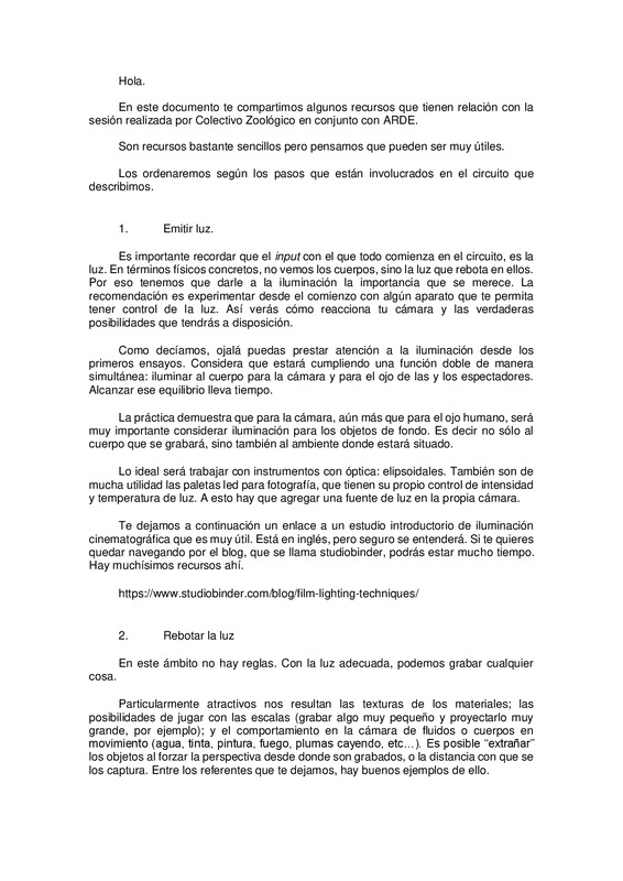 Recursos para taller "Captura y proyección de imágenes en tiempo real para la puesta en escena"