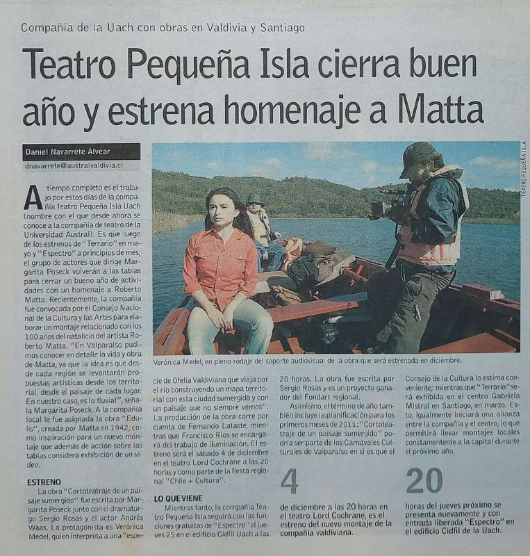Artículo sobre Teatro Pequeña Isla y homenaje a Matta