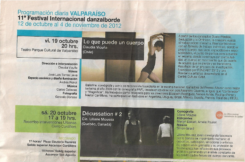 Programa del 11° Festival Internacional Danzalborde