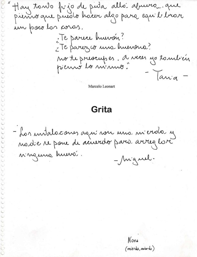 Guión de la obra Grita