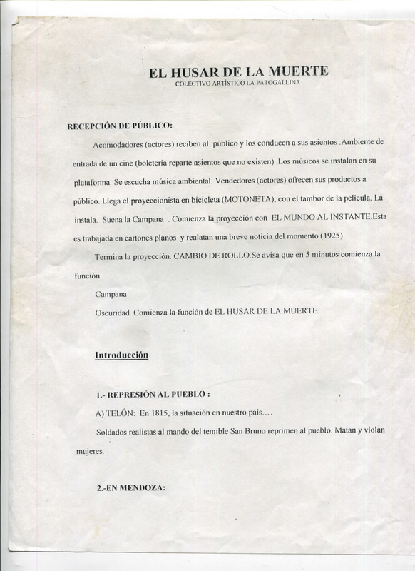 Guión de El Húsar de la Muerte con anotaciones hechas a mano