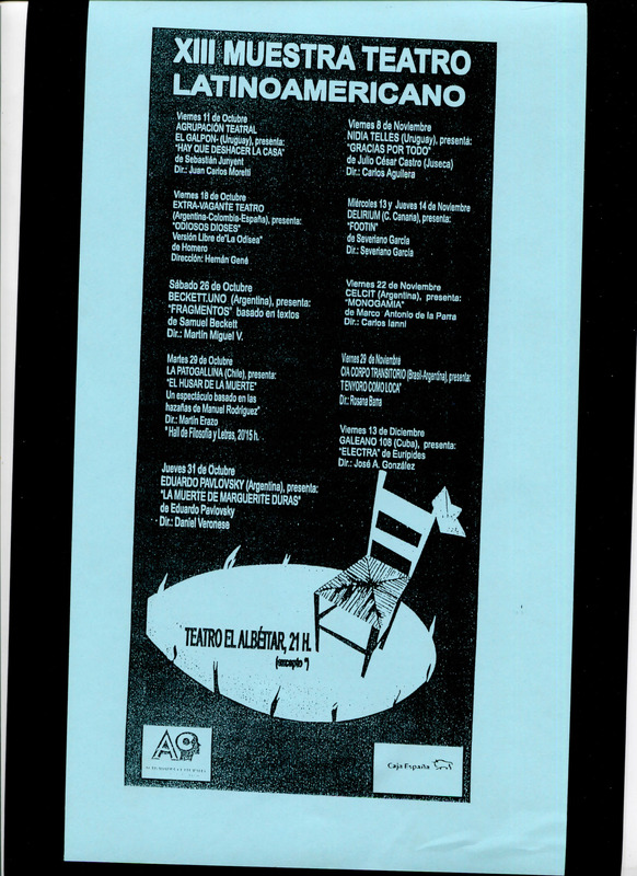 Afiche XIII Muestra de teatro latinoamericano / participación de La Patogallina