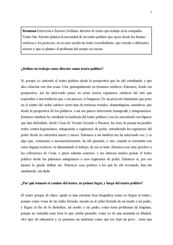 Entrevista a Ernesto Orellana