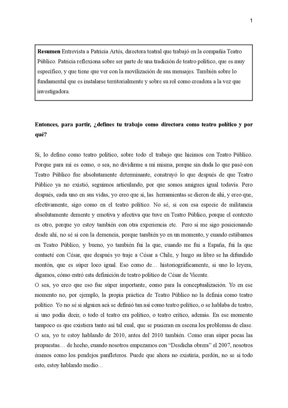 Entrevista a Patricia Artés