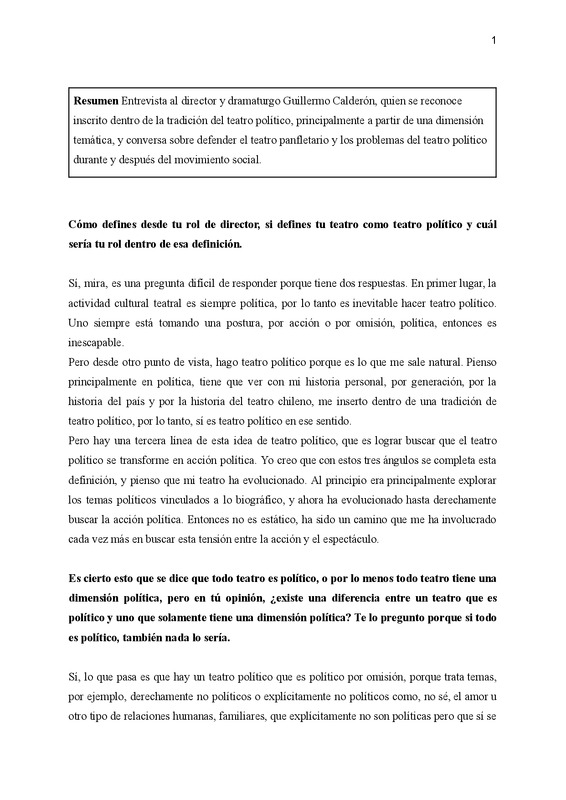 Entrevista a Guillermo Calderón