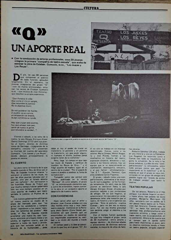 Reportaje sobre la compañía-escuela Teatro Q