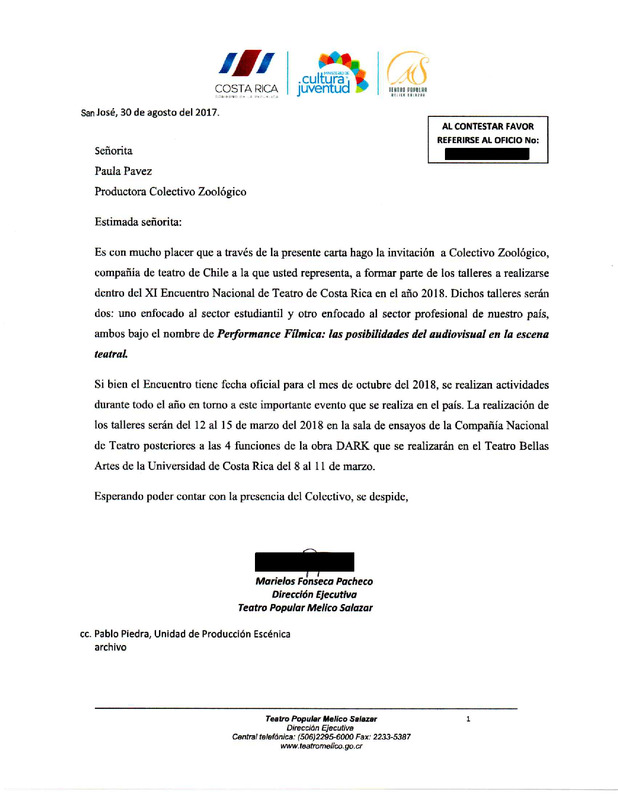 Invitación a Colectivo Zoológico desde Costa Rica