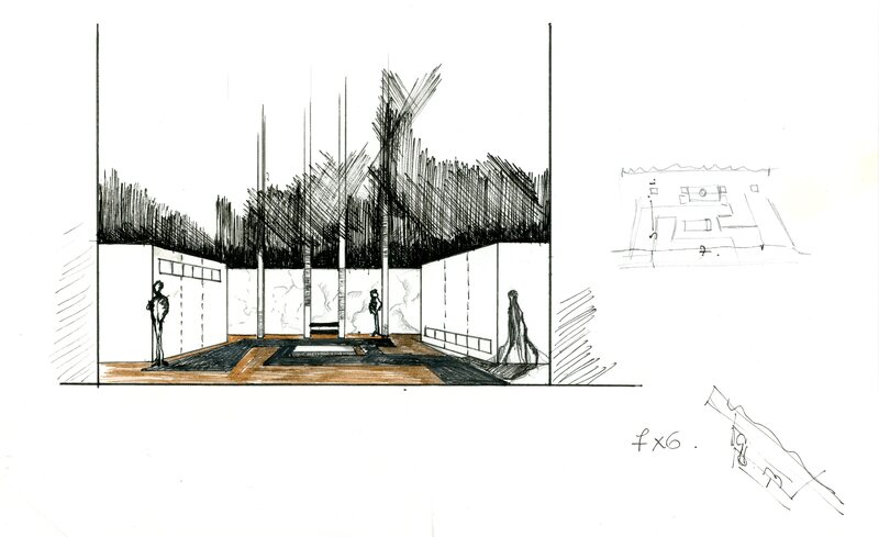 Boceto escenográfico de la obra Grita