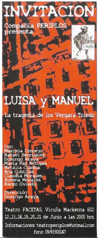 Invitaciones de la obra "Luisa y Manuel, la tragedia de los Vergara Toledo"
