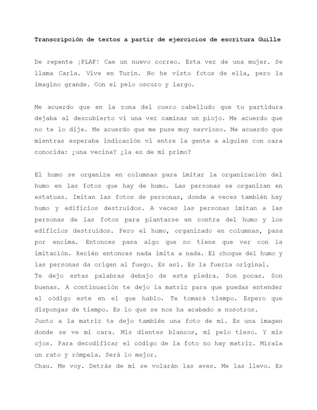 Ejercicios escriturales de José Aguirre para el montajeMIRAR