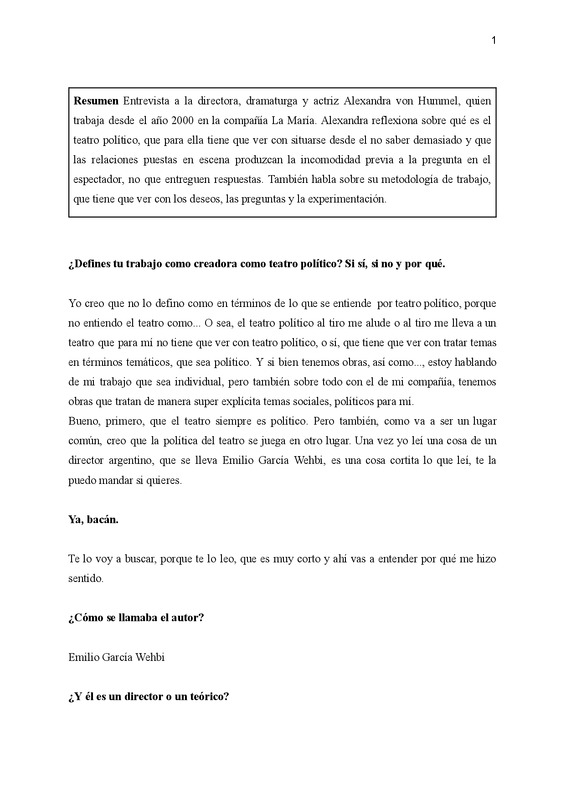 Entrevista a Alexandra von Hummel