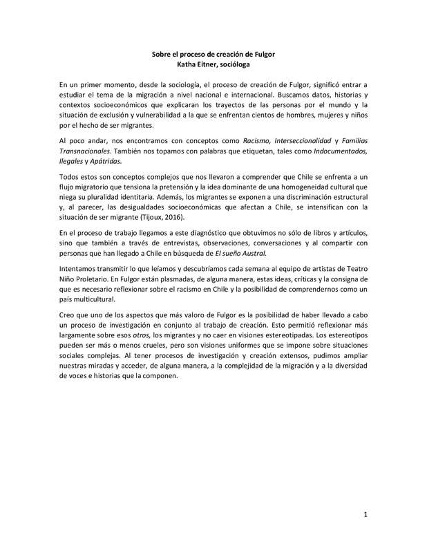 Sobre el proceso de creación de FULGOR