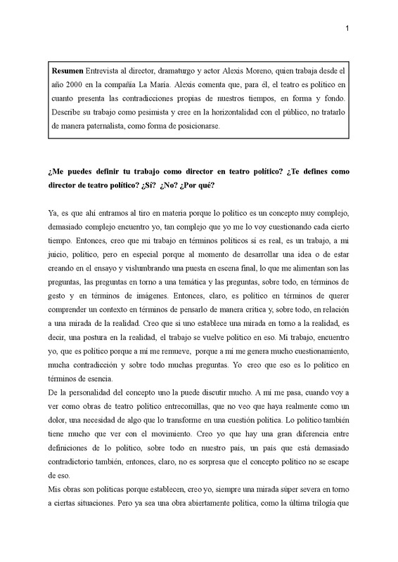 Entrevista a Alexis Moreno