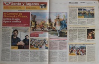 Prensa sobre el proyecto Comedia del Ande y su vínculo con el Carnaval de Oruro en Diario Página Siete de La Paz