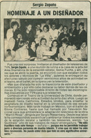 Nota de prensa de homenaje realizado a Sergio Zapata