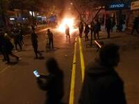 Barricada en el centro de Santiago