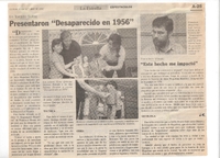 Recorte de prensa: "Presentaron Desaparecido en 1956"